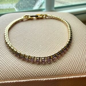 NEW Pretty Bird Jewelry Gold Tennis Bracelet with lavender Stones